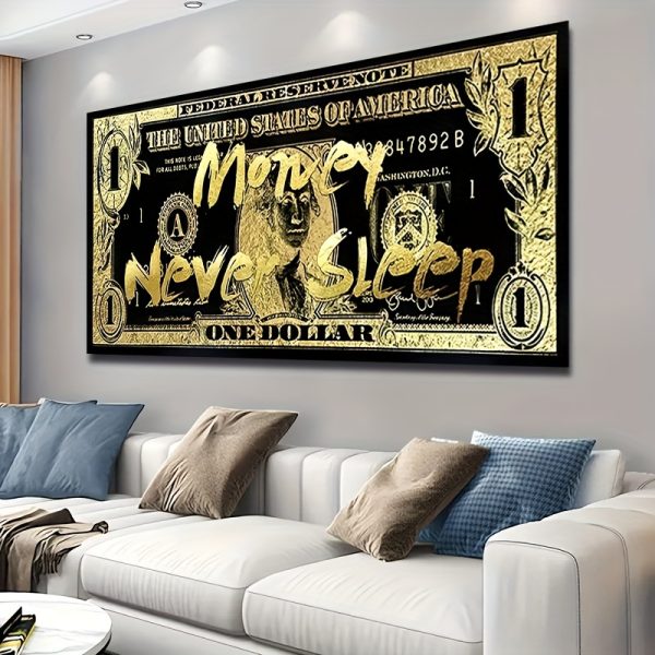 Money Never Sleeps Oil Canvas (Unframed) - Image 3