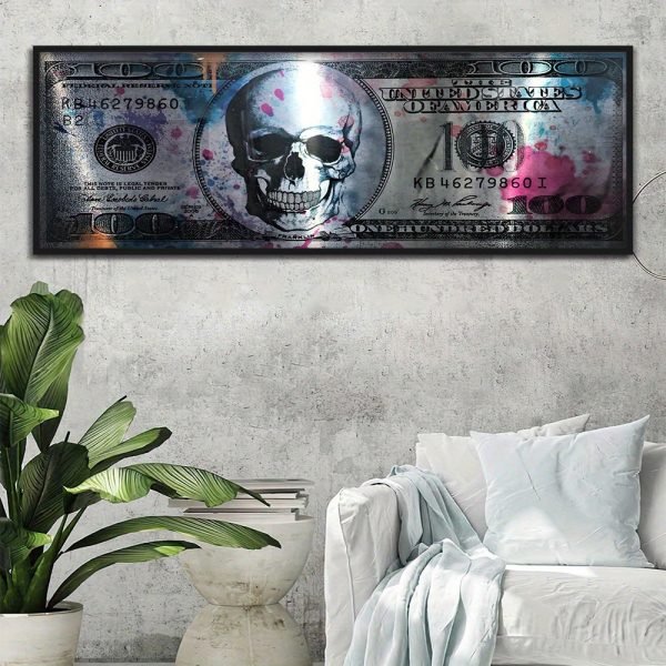 100 Dollars Skull Canvas (Unframed) - Image 2