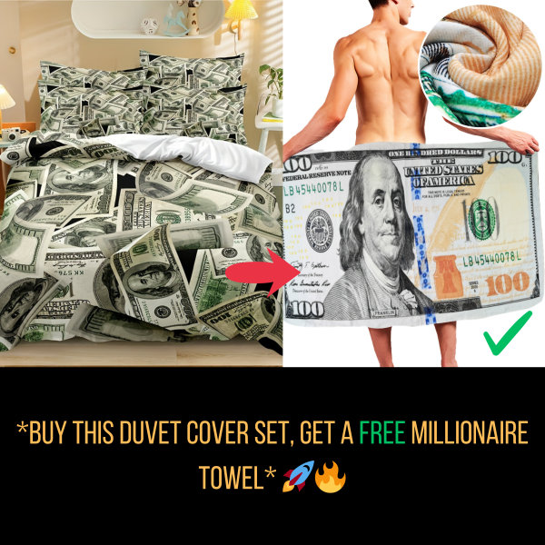 Luxury Dollar Print Duvet and Pillow Covers Set - Image 5